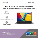 Asus Vivobook 16X K3605Z-FRP1008WS Laptop (Intel  ® Core™ i5-12500H |  16" WUXGA | 8GB RAM | 512GB SSD | NVIDIA  ® GeForce RTX™ 2050 | Windows 11 Home | Office Home & Student)