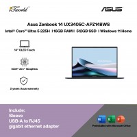 ASUS Zenbook 14 UX3405C-APZ148WS Laptop (Intel??® Core™ Ultra 5 225H  | 14” OLED Touch | 16GB RAM | 512GB SSD | Intel??® Arc™ Graphics | Windows 11 Home | Microsoft Office Home & Student 2024 + Microsoft 365 Basic