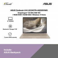 [Pre-order] ASUS Zenbook A14 UX3407N-AQD991WS Laptop (SD X2E88100,16GB,512GB,14",W11,BEIGE,H&S+M365) [ETA:6-8 working weeks if no delay]