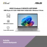 ASUS Vivobook S M3407K-ASF136WS Laptop (AMD Ryzen AI 5 330 | 14" FHD | 16GB RAM | 512GB SSD | AMD Radeon Graphics | Windows 11 Home | Microsoft Office Home 2024 + Microsoft 365 Basic | Silver)