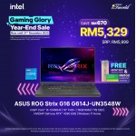 ASUS ROG Strix G16 G614J-UN3548W Gaming Laptop (NVIDIA  ® GeForce RTX™  4050 | C i5-13450HX | 16" FHD+ | 16GB RAM | 1TB SSD | Windows Home)