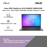 Asus ROG Zephyrus G16 GU605C-WQR163W (Intel Core Ultra 9-285H | 16” 2.5K WQXGA | 32GB RAM | 2TB SSD | Nvidia GeForce RTX5080 | Windows 11 Home)