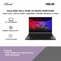 Asus ROG Strix SCAR 16 G635L-XRW165W (Intel Core Ultra U9-275HX | 16” 2.5K WQXGA | 32GB RAM | 2TB SSD | Nvidia GeForce RTX5090 | Windows 11 Home)