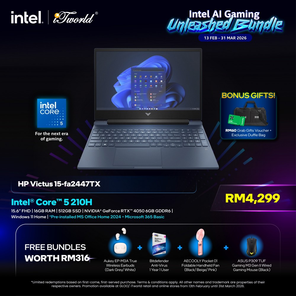 HP Victus 15.6 inch Gaming Laptop 15-fa2447TX (Intel  ® Core™ 5 210H | 15.6" FHD | 16GB RAM | 512GB SSD | NVIDIA  ® GeForce RTX™ 4050 | Windows 11 Home |Microsoft Office Home 2024 + Microsoft Office 365 Basic)