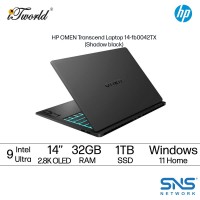 HP Omen Transcend 14-Fb0042TX (Intel??® Core™ Ultra 9 185H | 14" 2.8K OLED | 32GB RAM | 1TB SSD | NVIDIA??® GeForce RTX™ 4070 8GB | Windows 11 Home | Preinstalled Microsoft Office Home & Student)