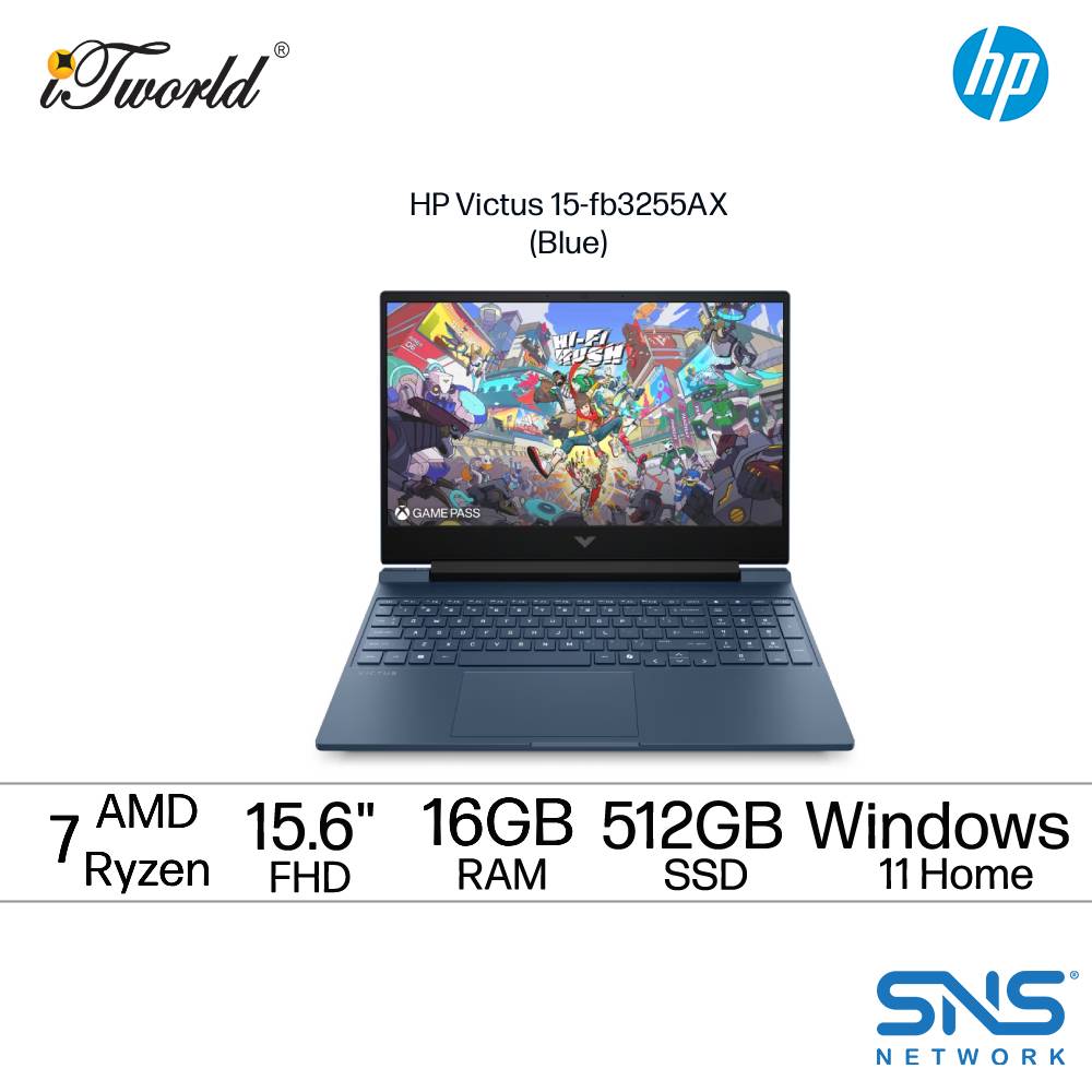 HP Victus 15-fb3255AX Gaming Laptop (AMD Ryzen™ 7 7445H |15.6" FHD | 16GB RAM | 512GB SSD | NVIDIA GeForce RTX 4050 | Windows 11 Home | Preinstalled with Microsoft Office Home 2024 + Microsoft 365 Basic)