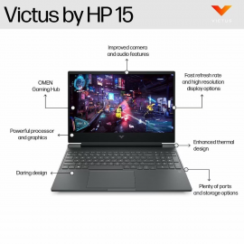 HP Victus Gaming Laptop 15-Fb3719AX (AMD Ryzen™ 5 8645HS | 16GB | 512GB SSD | RTX2050 6GB | Windows 11 Home | Home & Student 2024 |Microsoft Office Home and Student 2024 + 1 Year Office 365 Basic)
