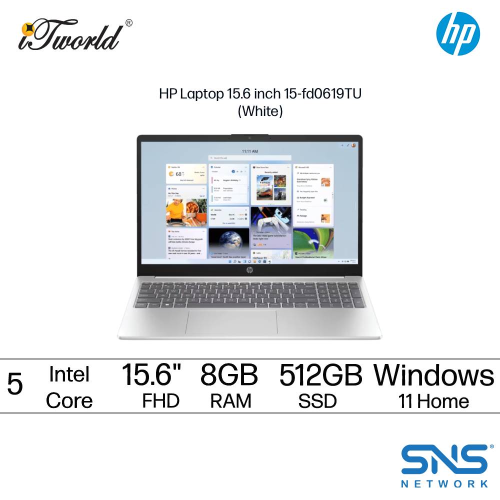 HP Laptop 15.6 inch 15-fd0619TU (Intel  ® Core™ 5 120U | 8GB | 512GB SSD | Intel UHD Graphics | Preinstalled Microsoft Office Home 2024 + Microsoft 365 Basic | Windows 11 Home)