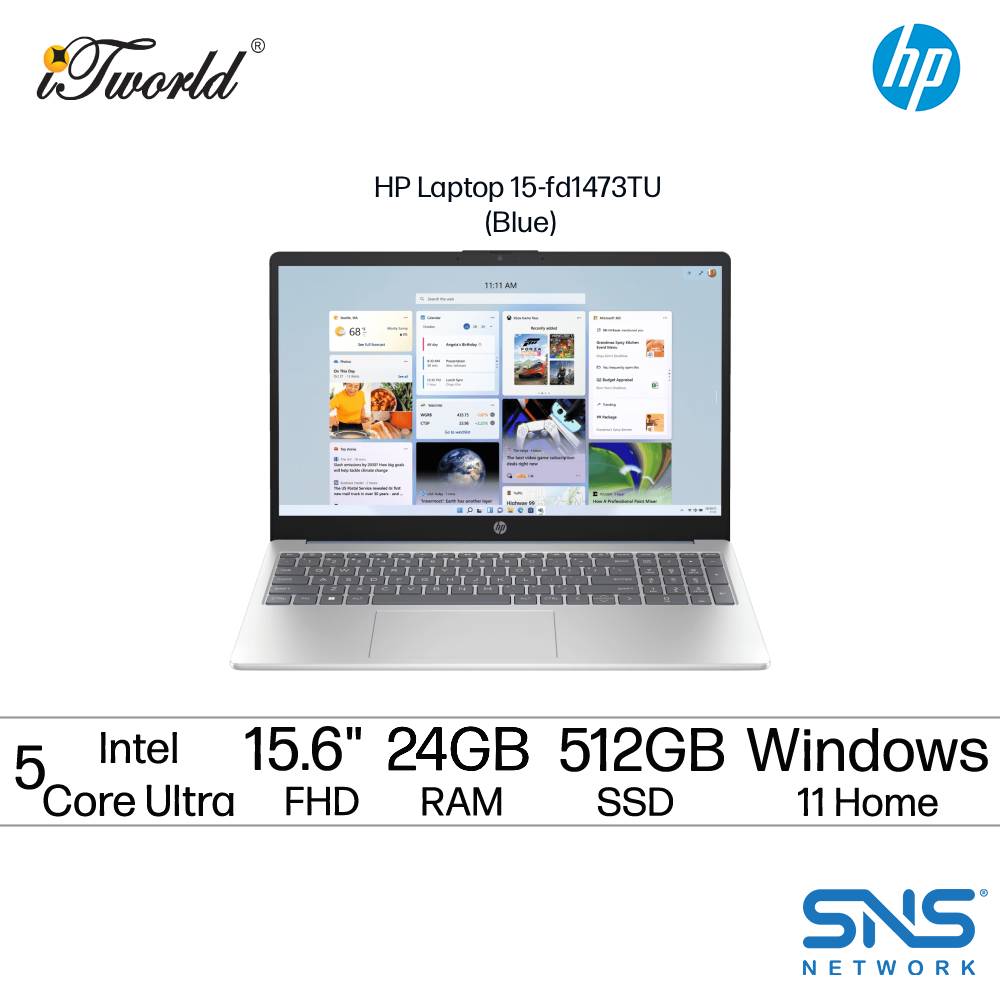 HP Laptop 15-fd1473TU (Intel  ® Core™ Ultra 5 125H | 15.6" FHD | 24GB RAM | 512GB SSD | Intel Arc Graphics | Windows 11 Home | Microsoft Office Home 2024 + Microsoft Office 365 Basic)