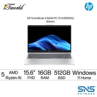 HP OmniBook 3 NGAI PC 15-fn0000AU Laptop (AMD Ryzen AI 5 340 | 15.6" FHD | 16GB RAM | 512GB SSD |AMD Radeon 840M Graphics | Windows 11 Home | Microsoft Office Home 2024 + Microsoft 365 Basic)