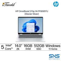 HP OmniBook 5 Flip 14-FP0095TU Laptop (Intel??® Core™ 5 120U | 14" 2K Touch | 16GB RAM | 512GB SSD | Integrated Intel??® Graphics | Windows 11 Home | Microsoft Office Home 2024 + Microsoft 365 Basic)