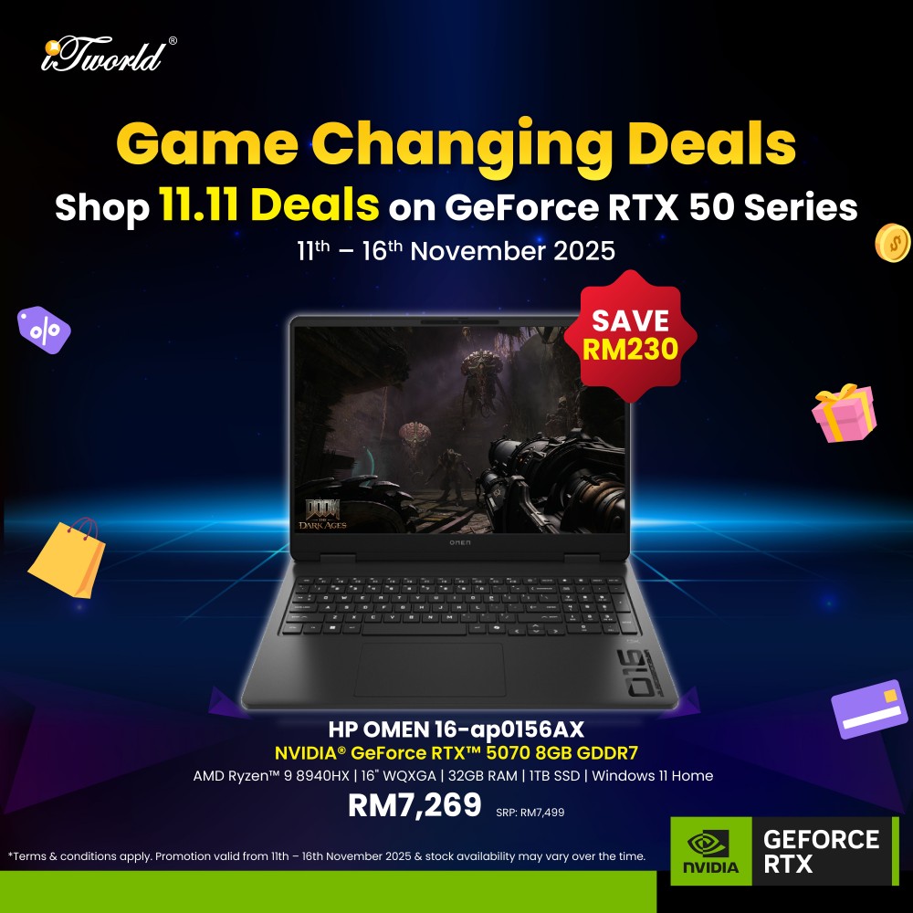 HP OMEN Gaming Laptop 16-ap0156AX (NVIDIA  ® GeForce RTX™ 5070 | AMD Ryzen™ 9 8940HX | 16" WQXGA | 32GB RAM | 1TB SSD | Windows 11 Home | Office+M365)