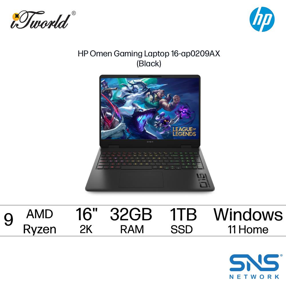 HP Omen Gaming Laptop 16-ap0209AX Gaming Laptop (AMD Ryzen 9 8940HX | 16" 2K WUXGA | 32GB RAM | 1TB SSD | NVIDIA GeForce RTX 5060 | Windows 11 Home | Microsoft Office Home 2024)