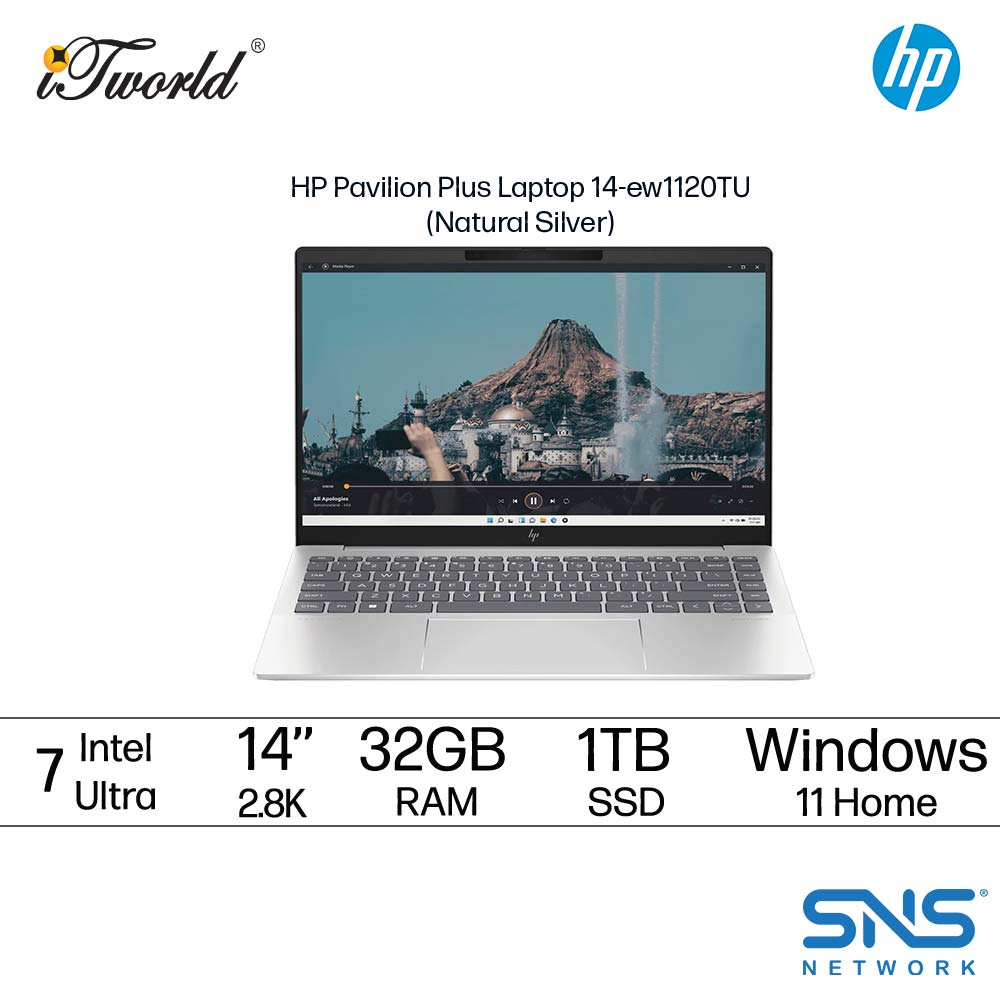 HP Pavilion Plus Laptop 14-ew1120TU (Intel  ® Core™ Ultra 7 155H | 14" 2.8K OLED | 32GB RAM | 1TB SSD | Intel  ® Arc™ Graphics | Windows 11 Home | Pre-installed MS Office Home & Student 2021 + Microsoft 365 Basic)