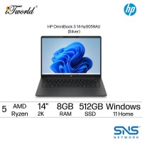 HP OmniBook 3 14-hy0059AU Laptop (AMD Ryzen 5 40 | 14" 2K | 8GB RAM | 512GB SSD | AMD Radeon 610M Graphics | Windows 11 Home | Microsoft Office Home 2024 + Microsoft 365 Basic | Mica Silver)