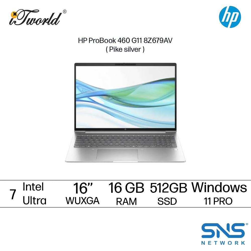 [Pre-order] HP ProBook 460 G11 8Z679AV Business Laptop ( Intel  ® Core™ Ultra 7 155U| 16" WUXGA-T | 16GB RAM | 512GB SSD|  Intel  ® Arc™ Graphics | Windows 11 Pro ) [ETA: 8 weeks if no delay]