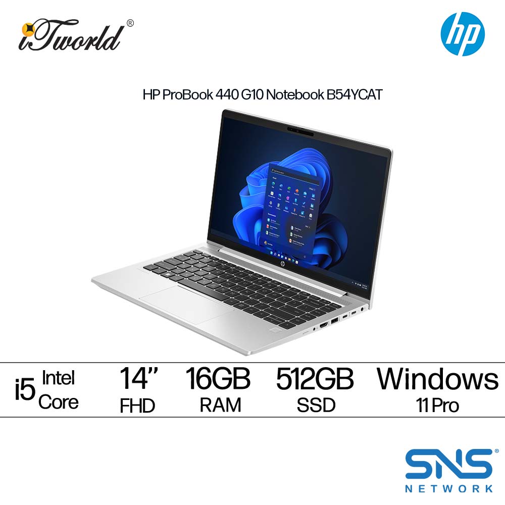 HP ProBook 440 G10 Notebook B54YCAT (Intel  ® Core™ i5 1334U | 14" FHD | 16GB | 512GB SSD | Integrated Graphics | Windows 11 Pro)