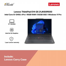 Lenovo ThinkPad E14 G5 21JKS0R500 Laptop (i5-1345U vPro,16GB,512GB SSD,Intel UHD Graphics,14"WUXGA,W11P,1Y)