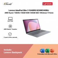 Lenovo IdeaPad Slim 3 15ABR8 82XM0146MJ Laptop (AMD Ryzen™ 7 5825U | 15.6” FHD | 16GB RAM | 512GB SSD | AMD Radeon™ Graphics | Windows 11 Home | Microsoft Office Home 2024 + Microsoft 365)