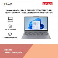 Lenovo IdeaPad Slim 3 15IAN8 82XB00FGMJ (Intel??® Core™ i3-N305 | 15.6"FHD | 8GB RAM | 512GB SSD |Intel UHD Graphics | Windows 11 Home | Microsoft Office Home 2024 + Microsoft 365)