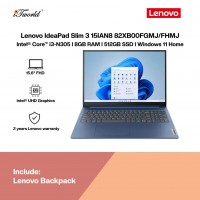 Lenovo IdeaPad Slim 3 15IAN8 82XB00FHMJ (Intel??® Core™ i3-N305 | 15.6"FHD | 8GB RAM | 512GB SSD |Intel UHD Graphics | Windows 11 Home | Microsoft Office Home 2024 + Microsoft 365)