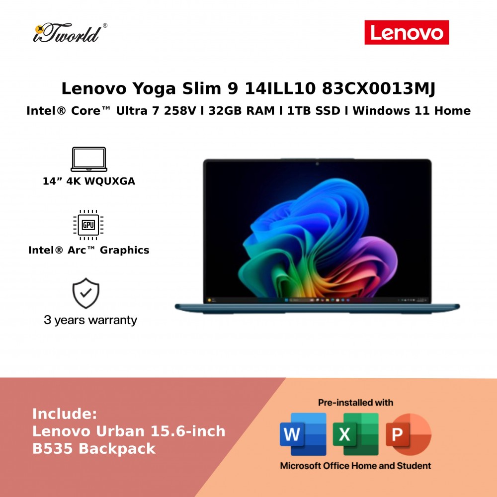 Lenovo Yoga Slim 9 14ILL10 83CX0013MJ (Intel Core Ultra 7-258V | 14” 4K WQUXGA | 32GB RAM | 1TB SSD | Intel Arc Graphics | Windows 11 Home)