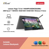 Lenovo Yoga 7 2-in-1 14AHP9 83DK00A0MJ Laptop (AMD Ryzen™ 7 8840HS | 14” WUXGA Touch | 16GB RAM | 512GB SSD | AMD Radeon™ 780M Graphics | Windows 11 Home | Microsoft Office Home 2024)