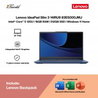 Lenovo IdeaPad Slim 3 14IRU9 83E5000JMJ Laptop (Intel??® Core™ 5 120U Processor | 14"FHD | 16GB RAM | 512GB SSD | Integrated Intel??® Graphics | Windows 11 Home | Office Home & Student)