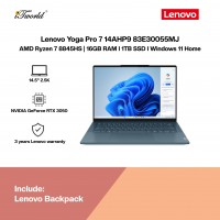 Lenovo Yoga Pro 7 14AHP9 83E30055MJ Gaming Laptop (AMD Ryzen 7 8845HS | 14.5" 2.5K WQXGA | 16GB RAM | 1TB SSD | NVIDIA GeForce RTX 3050 | Windows 11 Home | Microsoft Office Home 2024 + Microsoft 365 Basic)