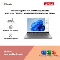 Lenovo Yoga Pro 7 14AHP9 83E30056MJ Laptop (AMD Ryzen™ 7 8845HS | 14.5” 2.5K WQXGA | 16GB RAM | 1TB SSD | NVIDIA??® GeForce RTX™ 3050 | Windows 11 Home | Microsoft Office Home 2024 + Microsoft 365)
