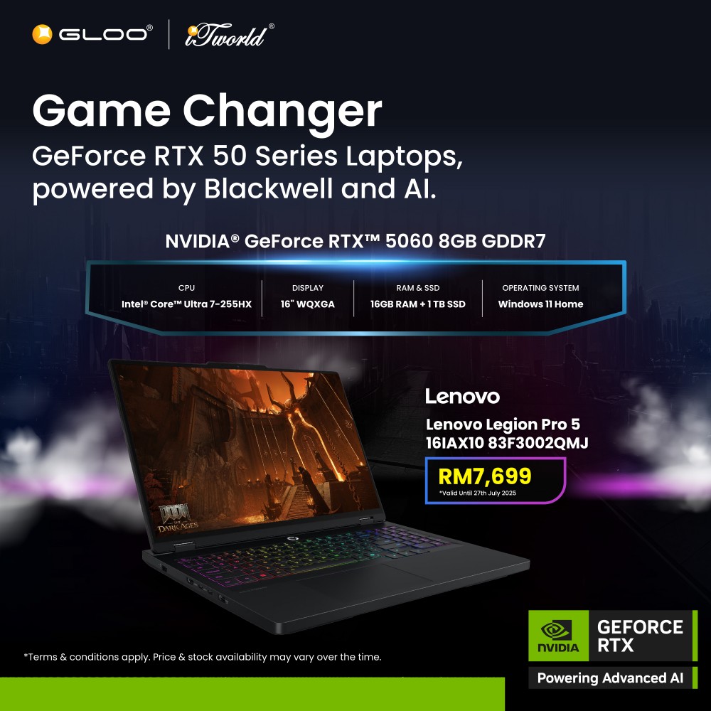 Lenovo Legion Pro 5 16IAX10 83F3002QMJ Gaming Laptop (NVIDIA  ® GeForce RTX™ 5060 | CU 7-255HX |16"WQXGA | 16GB RAM | 1TB SSD | Windows 11 Home)