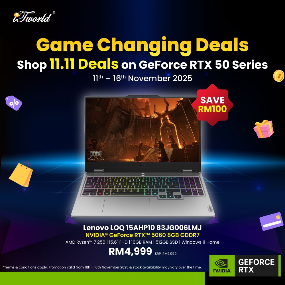 Lenovo LOQ 15AHP10 83JG006LMJ Gaming Laptop (NVIDIA  ® GeForce RTX™ 5060 | AMD Ryzen™ 7 250 | 15.6” FHD | 16GB RAM | 512GB SSD | Windows 11 Home)