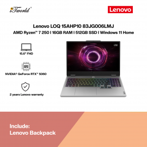 Lenovo LOQ 15AHP10 83JG006LMJ Gaming Laptop (NVIDIA??® GeForce RTX™ 5060 | AMD Ryzen™ 7 250 | 15.6” FHD | 16GB RAM | 512GB SSD | Windows 11 Home)