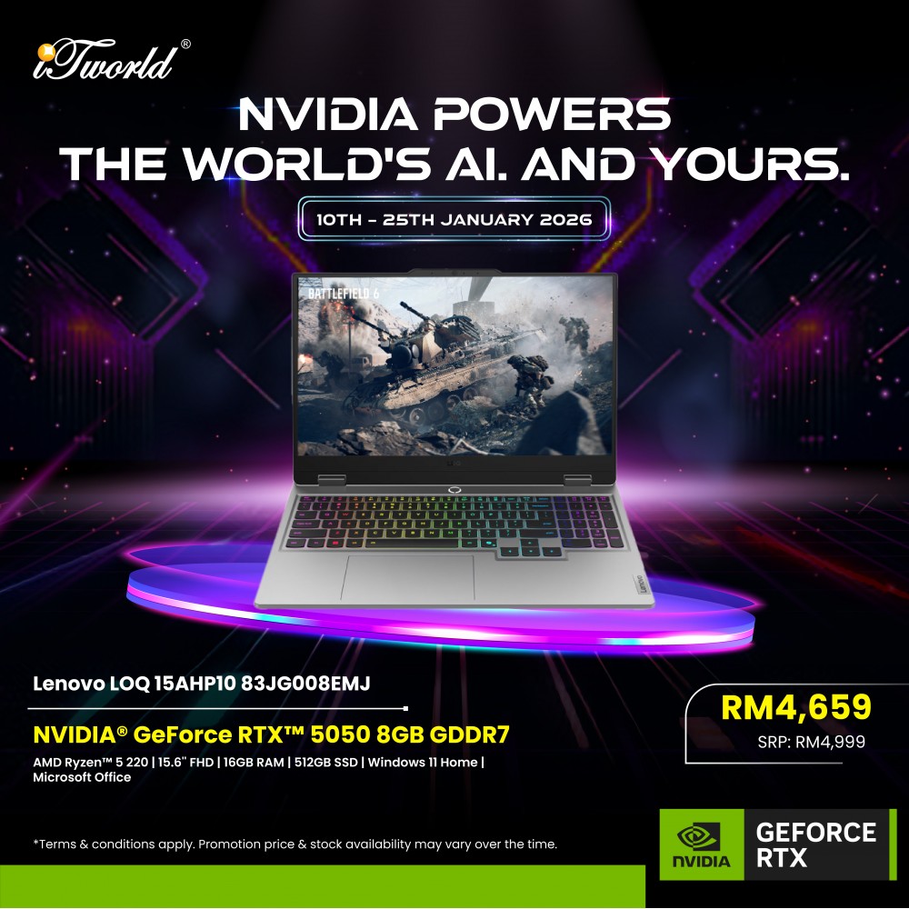 Lenovo LOQ 15AHP10 83JG008EMJ Gaming Laptop (NVIDIA  ® GeForce RTX™ 5050 | AMD Ryzen™ 5 220 | 15.6" FHD | 16GB RAM | 512GB SSD | Windows 11 Home | Microsoft Office Home 2024)