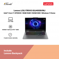 Lenovo LOQ 17IRX10 83JH008VMJ Gaming Laptop (NVIDIA??® GeForce RTX™ 5060 | C i7-14700HX | 17.3” FHD | 16GB RAM | 512GB SSD| Windows 11 Home)