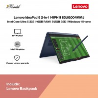 Lenovo IdeaPad 5 2-in-1 14IPH11 83UG004MMJ Laptop (Intel Core Ultra 5-322 | 14" WUXGA Touch | 16GB RAM | 512GB SSD | Intel Graphics | Windows 11 Home | Preinstalled Microsoft Office Home 2024 + Microsoft 365 Basic)
