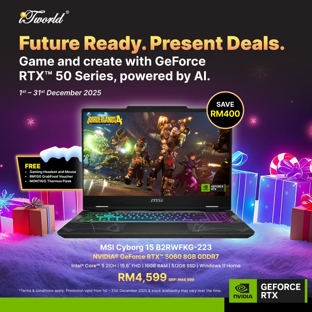 MSI Cyborg 15 B2RWFKG-223MY Gaming Laptop (NVIDIA  ® GeForce RTX™ 5060 | Intel  ® Core™ 5 210H | 15.6" FHD | 16GB RAM | 512GB SSD | Windows 11 Home)