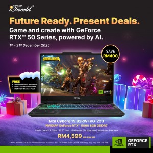 MSI Cyborg 15 B2RWFKG-223MY Gaming Laptop (NVIDIA??® GeForce RTX™ 5060 | Intel??® Core™ 5 210H | 15.6" FHD | 16GB RAM | 512GB SSD | Windows 11 Home)