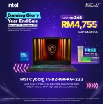 MSI Cyborg 15 B2RWFKG-223MY Gaming Laptop (NVIDIA  ® GeForce RTX™ 5060 | Intel  ® Core™ 5 210H | 15.6" FHD | 16GB RAM | 512GB SSD | Windows 11 Home)