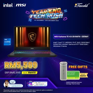 MSI Katana 15 HX B14WFK-289MY (NVIDIA??® GeForce RTX™ 5060 | C i7-14650HX | 15.6" QHD | 16GB | 512GB SSD | Windows 11 Home)