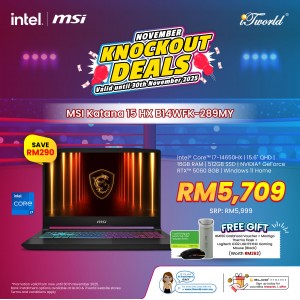 MSI Katana 15 HX B14WFK-289MY (NVIDIA??® GeForce RTX™ 5060 | C i7-14650HX | 15.6" QHD | 16GB | 512GB SSD | Windows 11 Home)