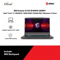 MSI Katana 15 HX B14WFK-289MY (NVIDIA??® GeForce RTX™ 5060 | C i7-14650HX | 15.6" QHD | 16GB | 512GB SSD | Windows 11 Home)