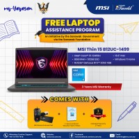 (my-Yayasan) MSI Thin 15 B12UC-1499MY Gaming Laptop (Intel Core i5-12450H | 15.6"FHD | 8GB RAM | 512GB SSD | NVIDIA??® GeForce RTX™ 3050 | Windows 11 Home)