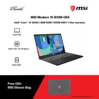 [Pre-order] MSI Modern 15 B12M-065 (i5-1235U,8GB,512GB SSD,Intel Iris Xe Graphics,15.6"FHD,W11H,Black) [FREE] MSI Sleeve Bag [ETA:3-5 working days]