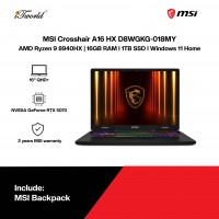MSI Crosshair A16 HX D8WGKG-018MY Gaming Laptop (AMD Ryzen 9 8940HX | 16" QHD+ | 16GB RAM | 1TB SSD | NVIDIA GeForce RTX 5070 | Windows 11 Home)