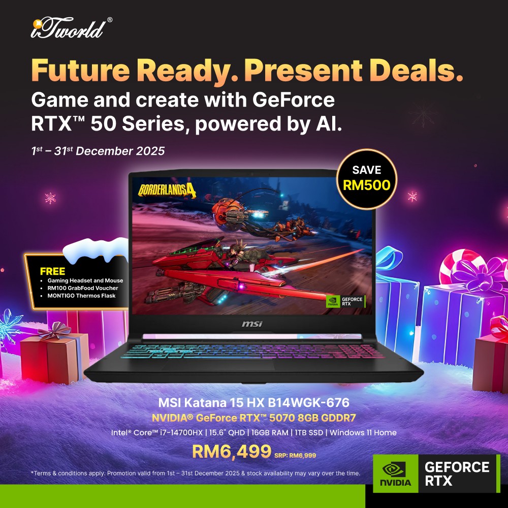 MSI Katana 15 HX B14WGK-676MY Gaming Laptop (NVIDIA  ® GeForce RTX™ 5070 | Intel  ® Core™ i7 14700HX | 15.6” QHD | 16GB RAM | 1TB SSD | Windows 11 Home)