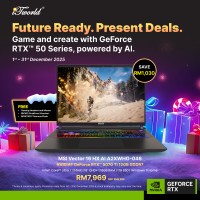 MSI Vector 16 HX AI A2XWHG-046MY Gaming Laptop (NVIDIA??® GeForce RTX™ 5070 Ti | CU 7-255HX |16"QHD+ | 16GB RAM | 1TB SSD| Windows 11 Home)