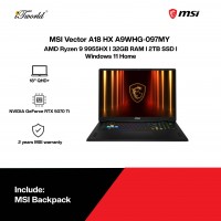 MSI Vector A18 HX A9WHG-097MY Gaming Laptop (NVIDIA??® GeForce RTX™ 5070 Ti | R9-9955HX | 18" QHD+ | 32GB RAM | 2TB SSD | Windows 11 Home)