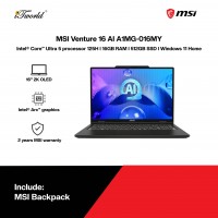 MSI Venture 16 AI A1MG-016MY Gaming Laptop (Intel Core Ultra 5 125H | 16" 2K OLED | 16GB RAM | 512GB SSD | Intel Arc Graphics | Windows 11 Home | Office Home & Student)