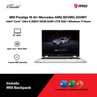MSI Prestige 16 AI+ Mercedes-AMG B2VMG-200MY Productivity Laptop (Intel??® Core™ Ultra 9 288V | 16" UHD+ | 32GB RAM | 2TB SSD | Intel??® Arc™ 140V GPU | Windows 11 Home |Microsoft Office Home 2024)